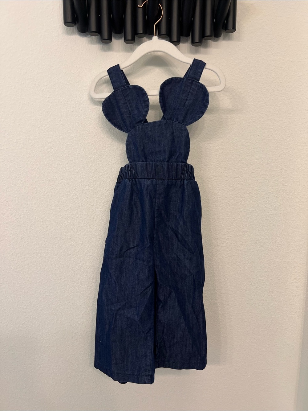 Children's Navy Denim Overalls with disney Mickey Mouse Ear Detail